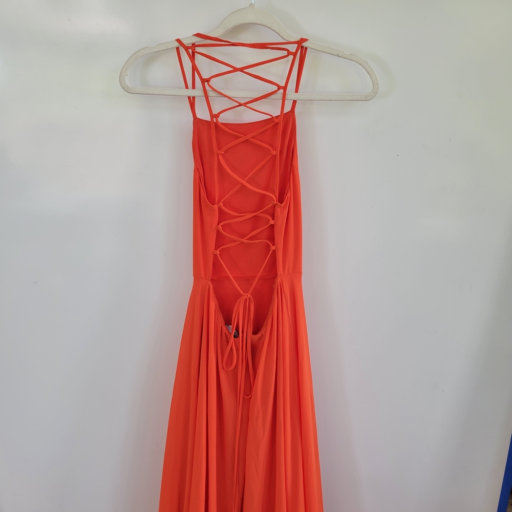 Lulu's Bright Orange Strappy Back Maxi Dress - Picture 3 of 8